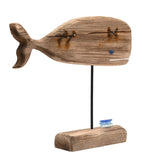 Whale Driftwood Ornament with Sea Glass 26.5cm - Natural