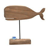Whale Driftwood Ornament with Sea Glass 26.5cm - Natural