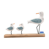 Seagulls Driftwood & Sea Glass Ornament 24cm - White & Natural