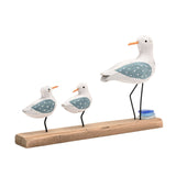 Seagulls Driftwood & Sea Glass Ornament 24cm - White & Natural