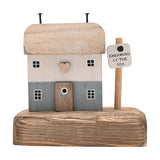 Dreaming of The Sea Wooden House Ornament 12cm - Natural & White