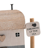 Dreaming of The Sea Wooden House Ornament 12cm - Natural & White