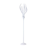 The Llamas 6 Light Floor Lamp in gloss white features a tall, modern design with multiple curved arms atop a circular base—resembling sculptural branches and adding sophisticated elegance to your entryway.