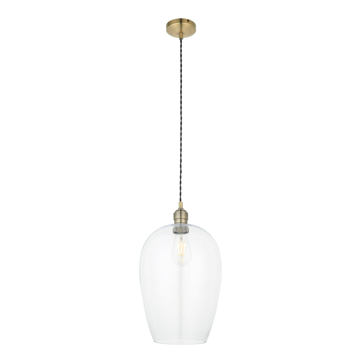 Vellmere Large Pendant - Clear Antique Brass