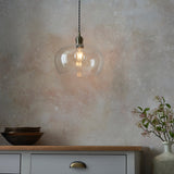 Vellmere Medium Pendant - Clear Antique Brass
