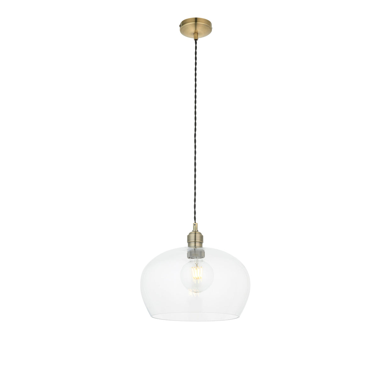 Vellmere Medium Pendant - Clear Antique Brass