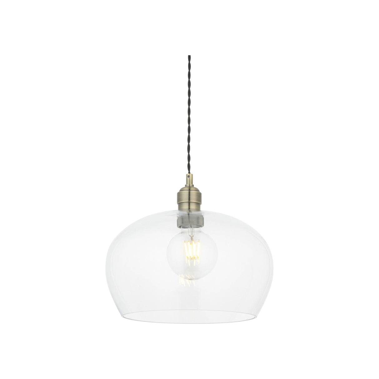 Vellmere Medium Pendant - Clear Antique Brass