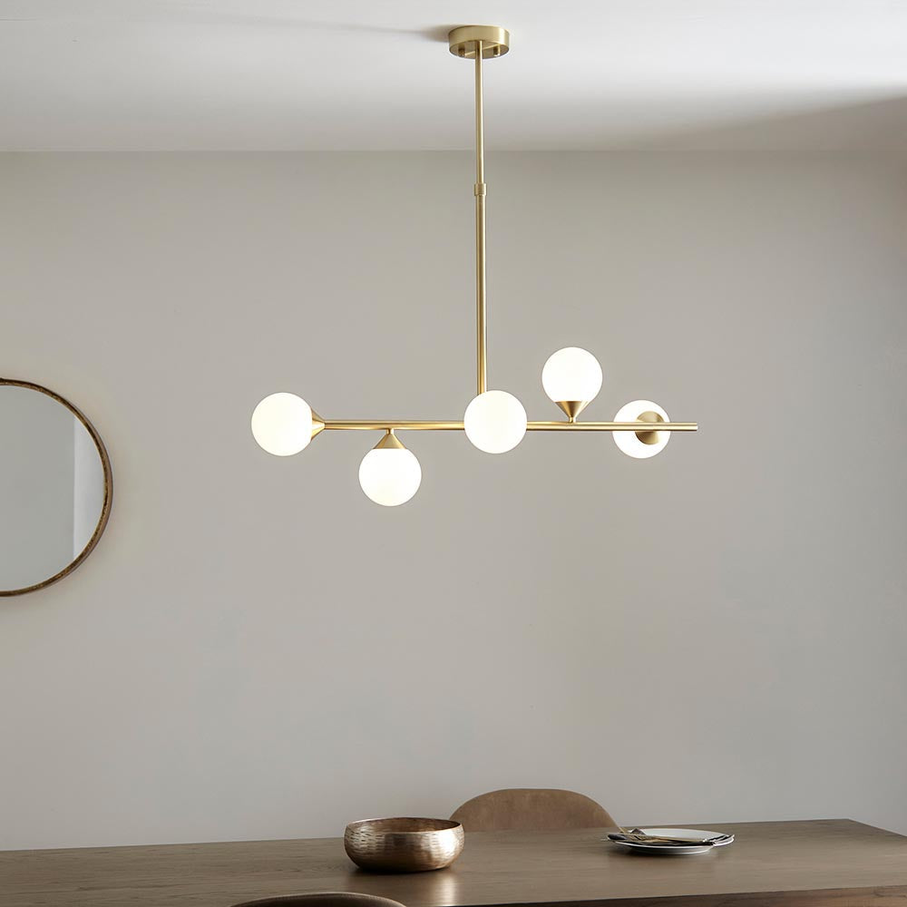 Brammoor Linear Gloss 5 Light Pendant - Satin Brushed Gold