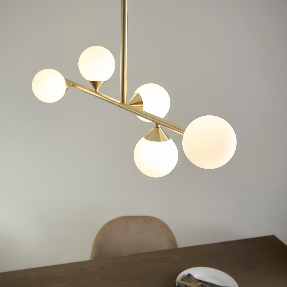 Brammoor Linear Gloss 5 Light Pendant - Satin Brushed Gold