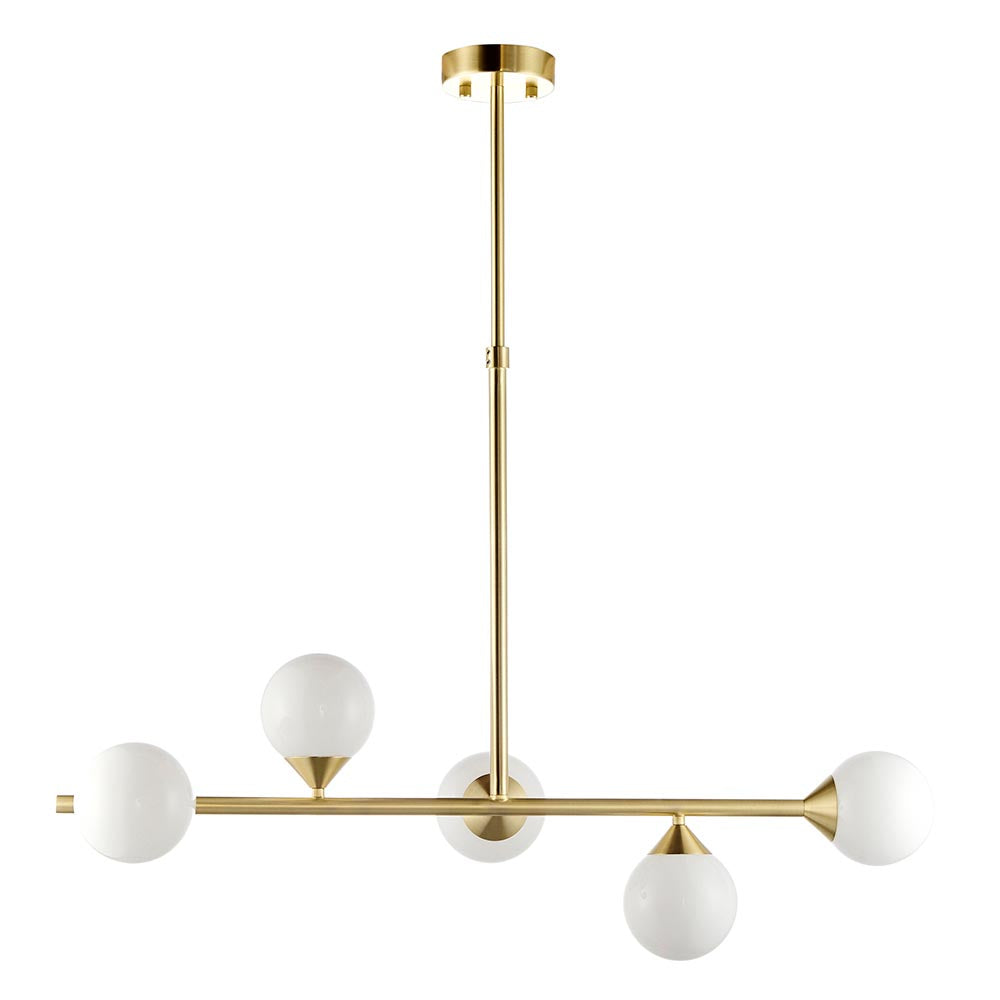 Brammoor Linear Gloss 5 Light Pendant - Satin Brushed Gold