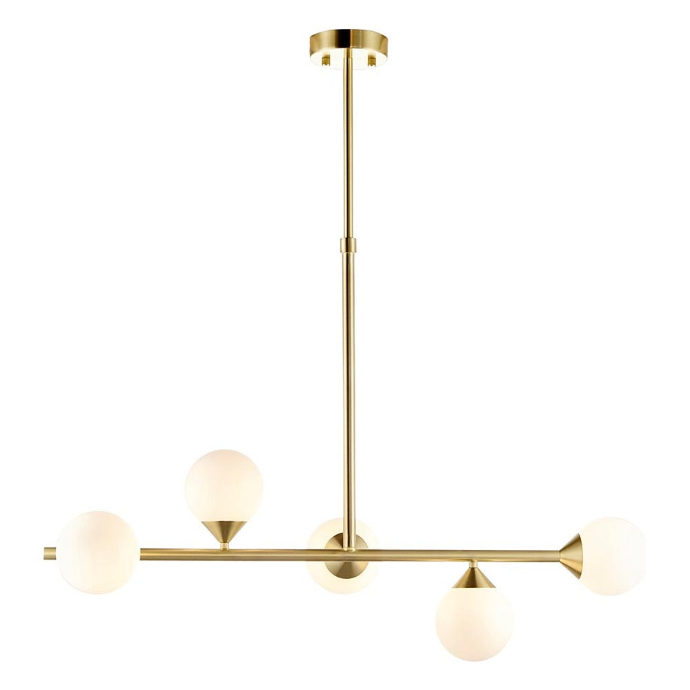 Brammoor Linear Gloss 5 Light Pendant - Satin Brushed Gold