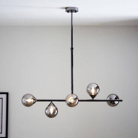 Brammoor Linear 5 Light Pendant - Matt Black Smokey