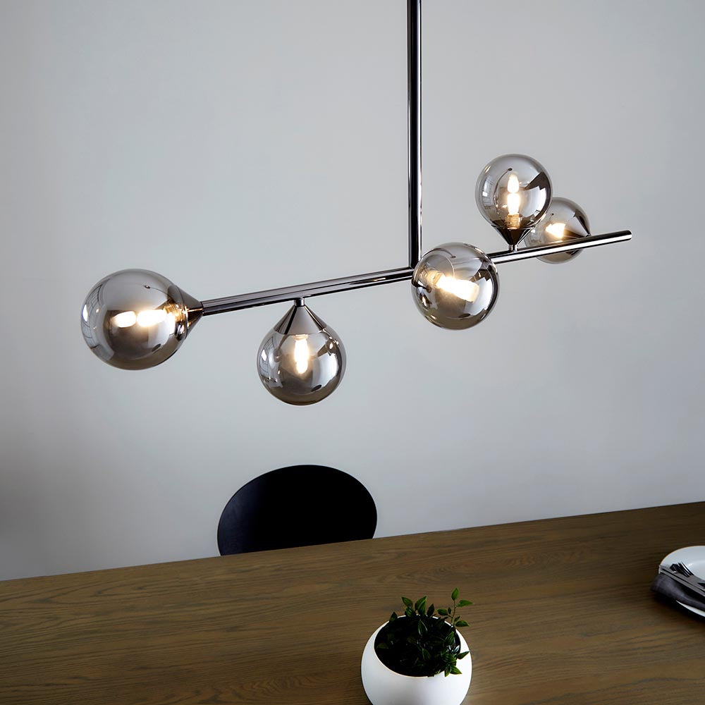 Brammoor Linear 5 Light Pendant - Matt Black Smokey