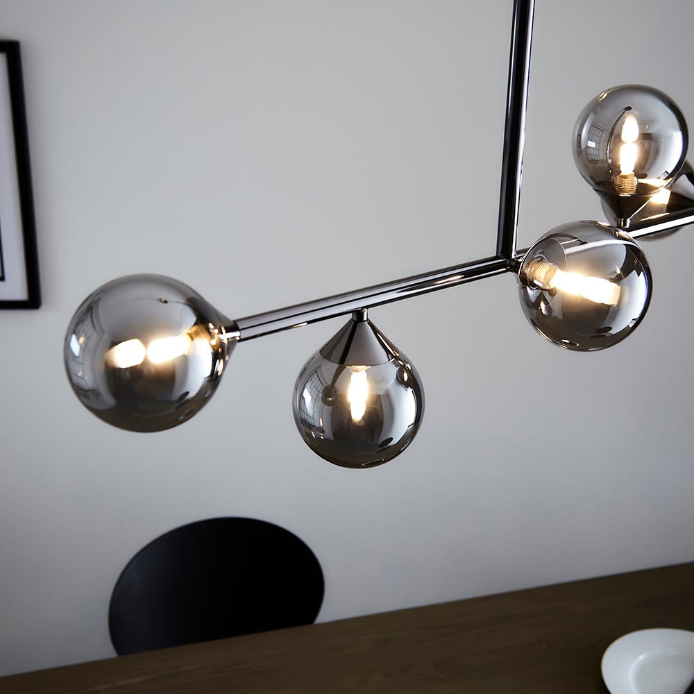 Brammoor Linear 5 Light Pendant - Matt Black Smokey