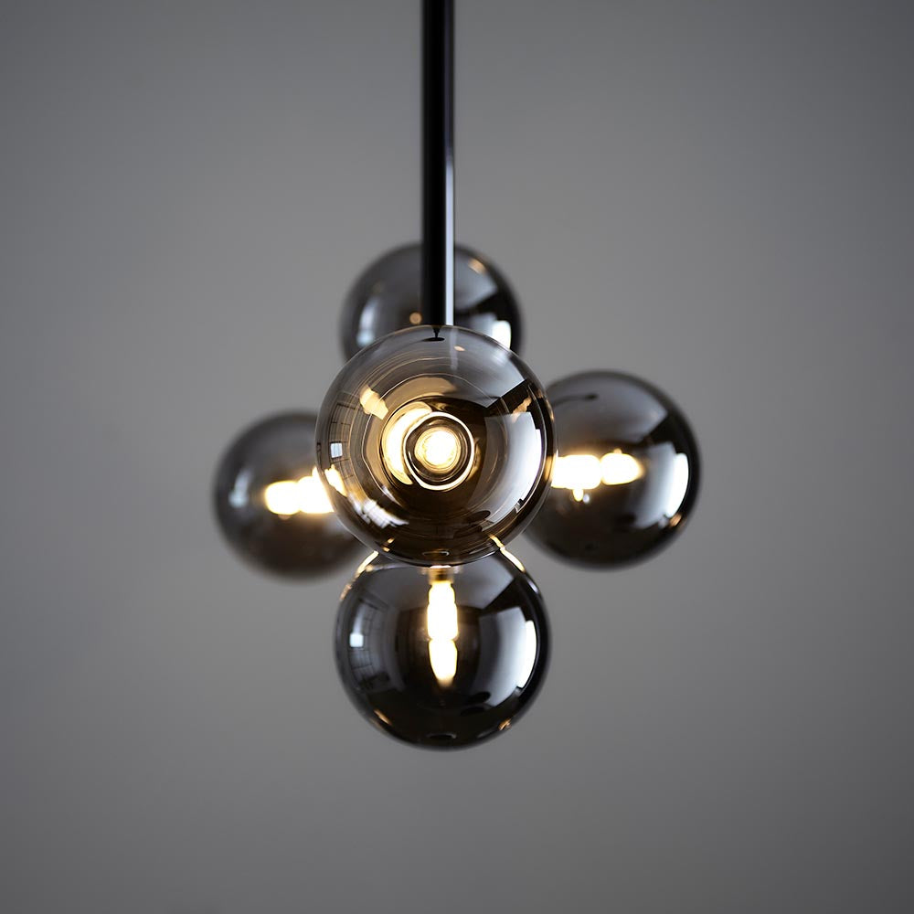 Brammoor Linear 5 Light Pendant - Matt Black Smokey