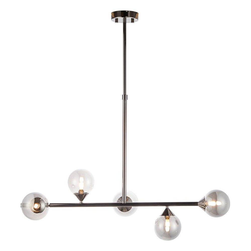 Brammoor Linear 5 Light Pendant - Matt Black Smokey