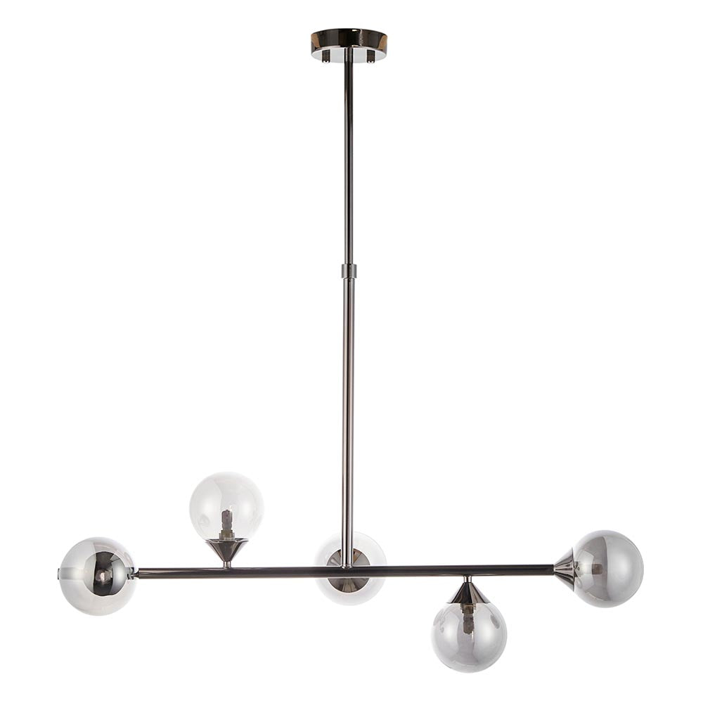 Brammoor Linear 5 Light Pendant - Matt Black Smokey