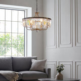Calverdale Round Cut 6 Light Pendant - Antique Brass Clear