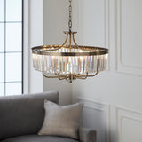 Calverdale Round Cut 6 Light Pendant - Antique Brass Clear