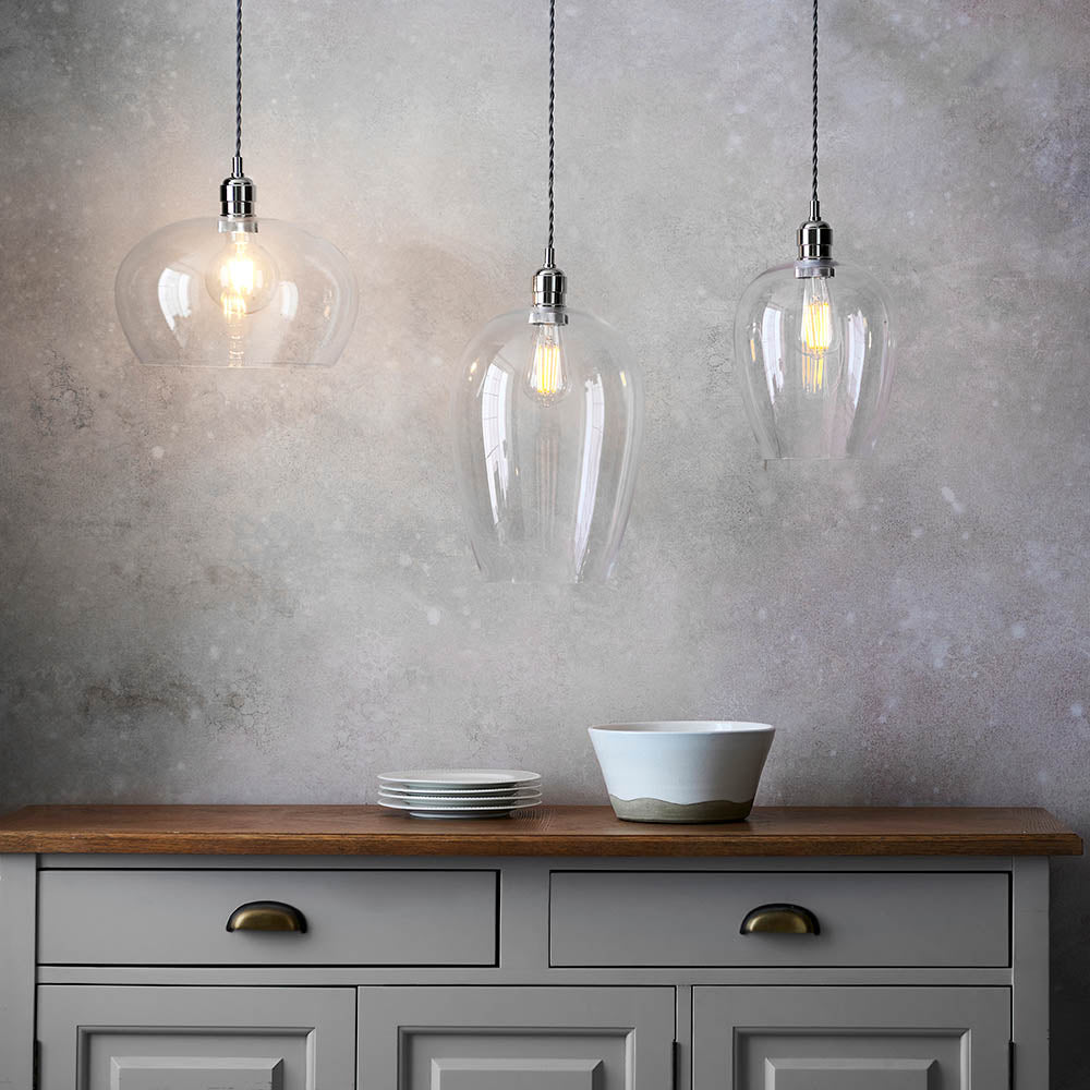 Vellmere Medium Pendant - Clear Bright Nickel
