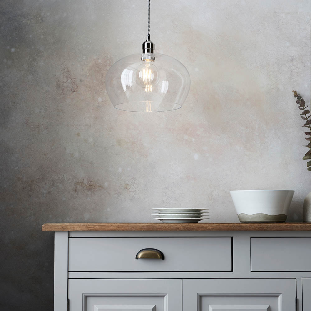 Vellmere Medium Pendant - Clear Bright Nickel