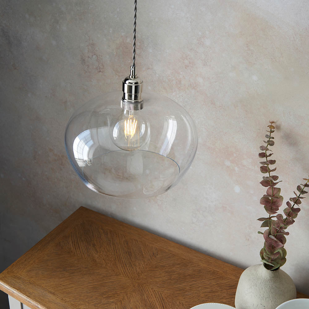 Vellmere Medium Pendant - Clear Bright Nickel