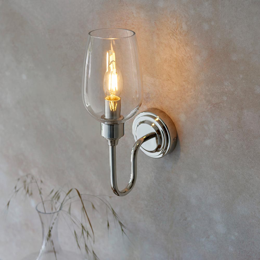 Wraymoor Wall Light - Bright Nickel Clear