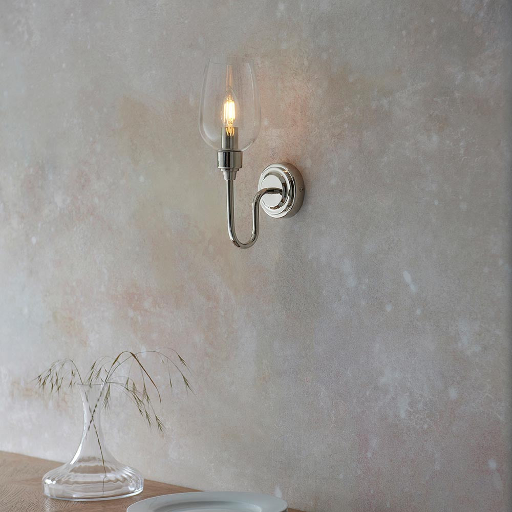 Wraymoor Wall Light - Bright Nickel Clear