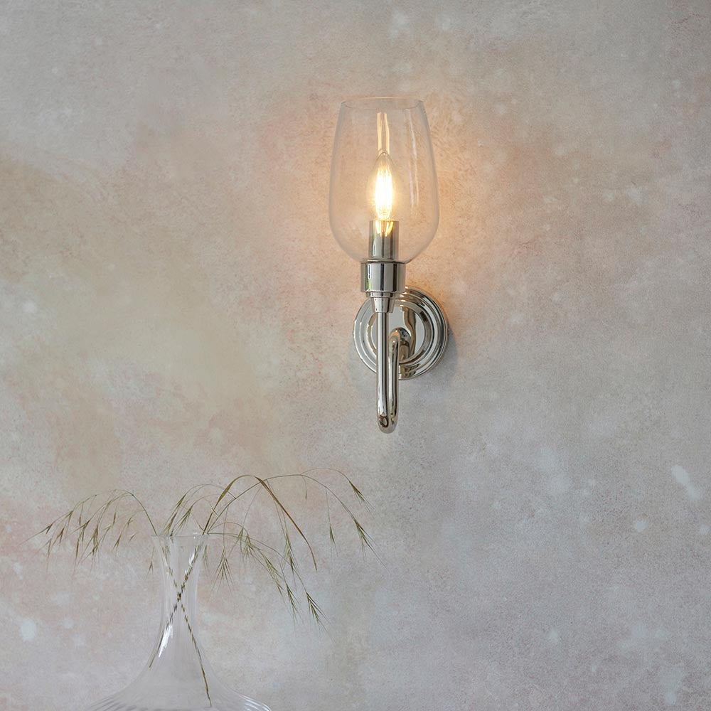 Wraymoor Wall Light - Bright Nickel Clear
