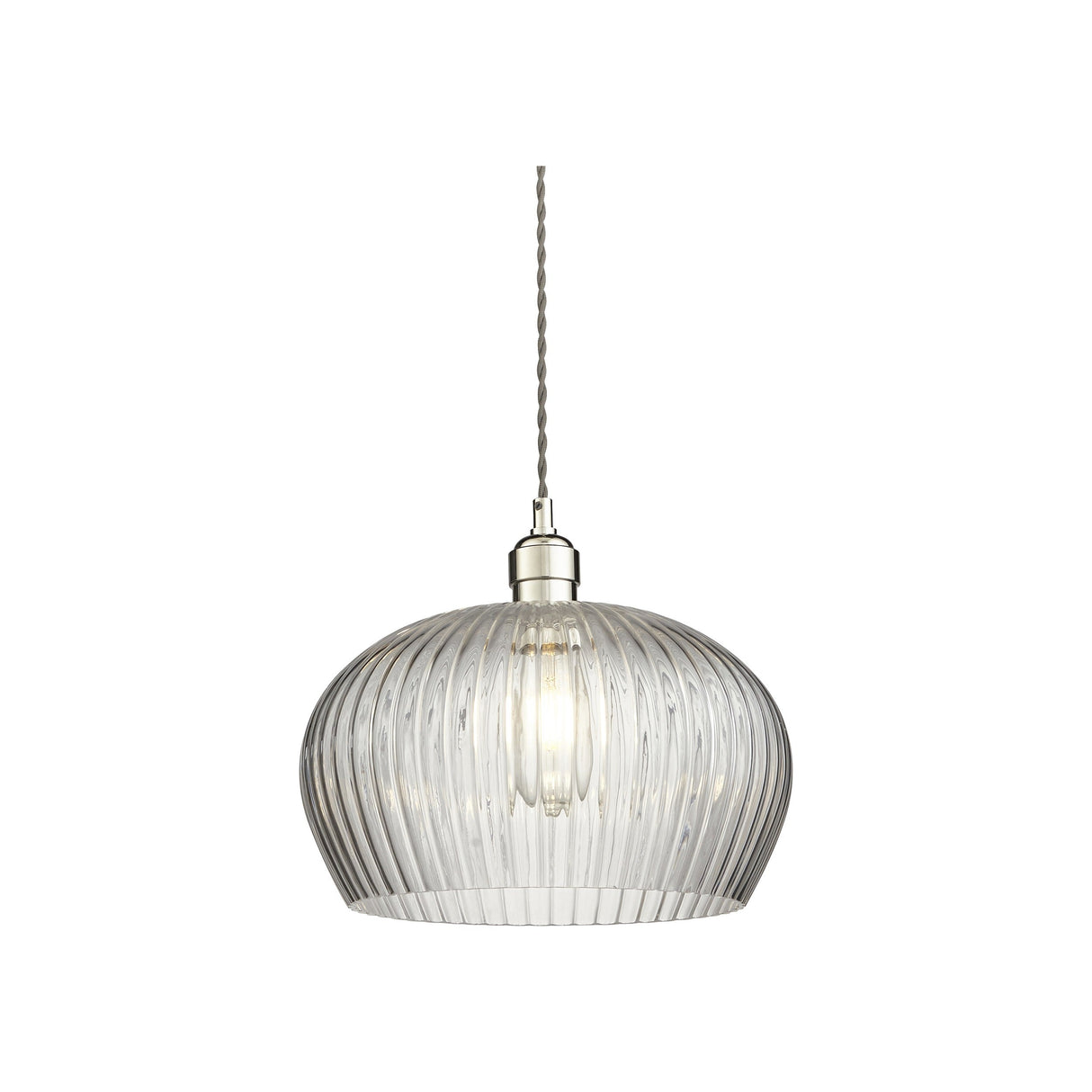 Quenford Ribbed Medium Pendant - Clear Bright Nickel