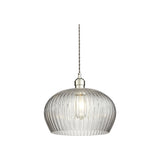 Quenford Ribbed Medium Pendant - Clear Bright Nickel
