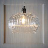 Quenford Ribbed Medium Pendant - Clear Bright Nickel