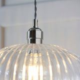Quenford Ribbed Medium Pendant - Clear Bright Nickel