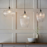 Quenford Ribbed Medium Pendant - Clear Bright Nickel
