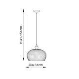 Quenford Ribbed Medium Pendant - Clear Bright Nickel