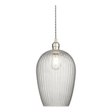 Quenford Ribbed Large Pendant - Clear Bright Nickel