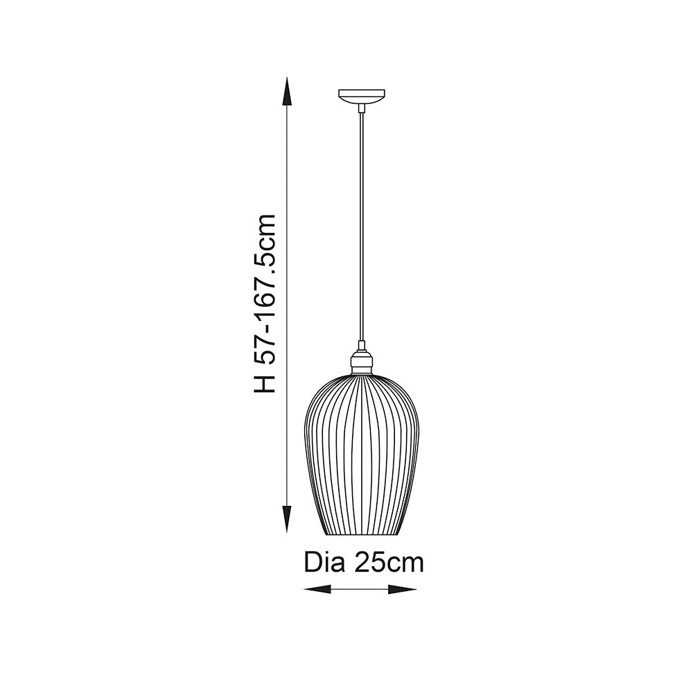 Quenford Ribbed Large Pendant - Clear Bright Nickel