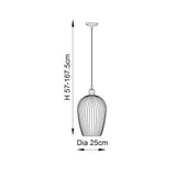 Quenford Ribbed Large Pendant - Clear Bright Nickel