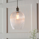 Quenford Ribbed Pendant - Clear Bright Nickel