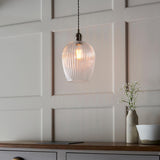 Quenford Ribbed Pendant - Clear Bright Nickel