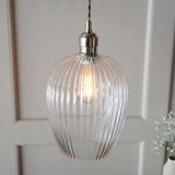 Quenford Ribbed Pendant - Clear Bright Nickel