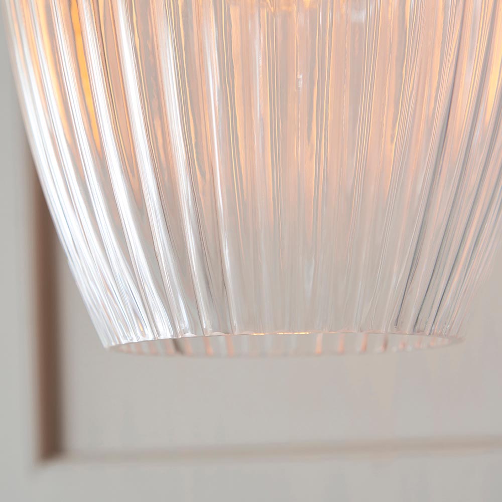 Quenford Ribbed Pendant - Clear Bright Nickel