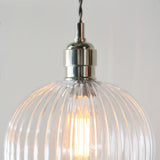 Quenford Ribbed Pendant - Clear Bright Nickel