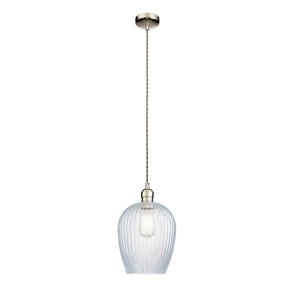 Quenford Ribbed Pendant - Clear Bright Nickel