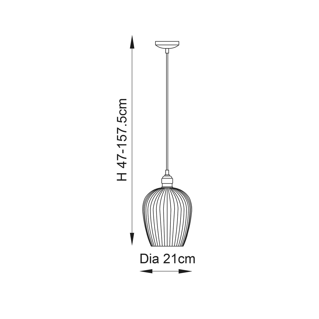 Quenford Ribbed Pendant - Clear Bright Nickel