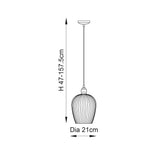 Quenford Ribbed Pendant - Clear Bright Nickel
