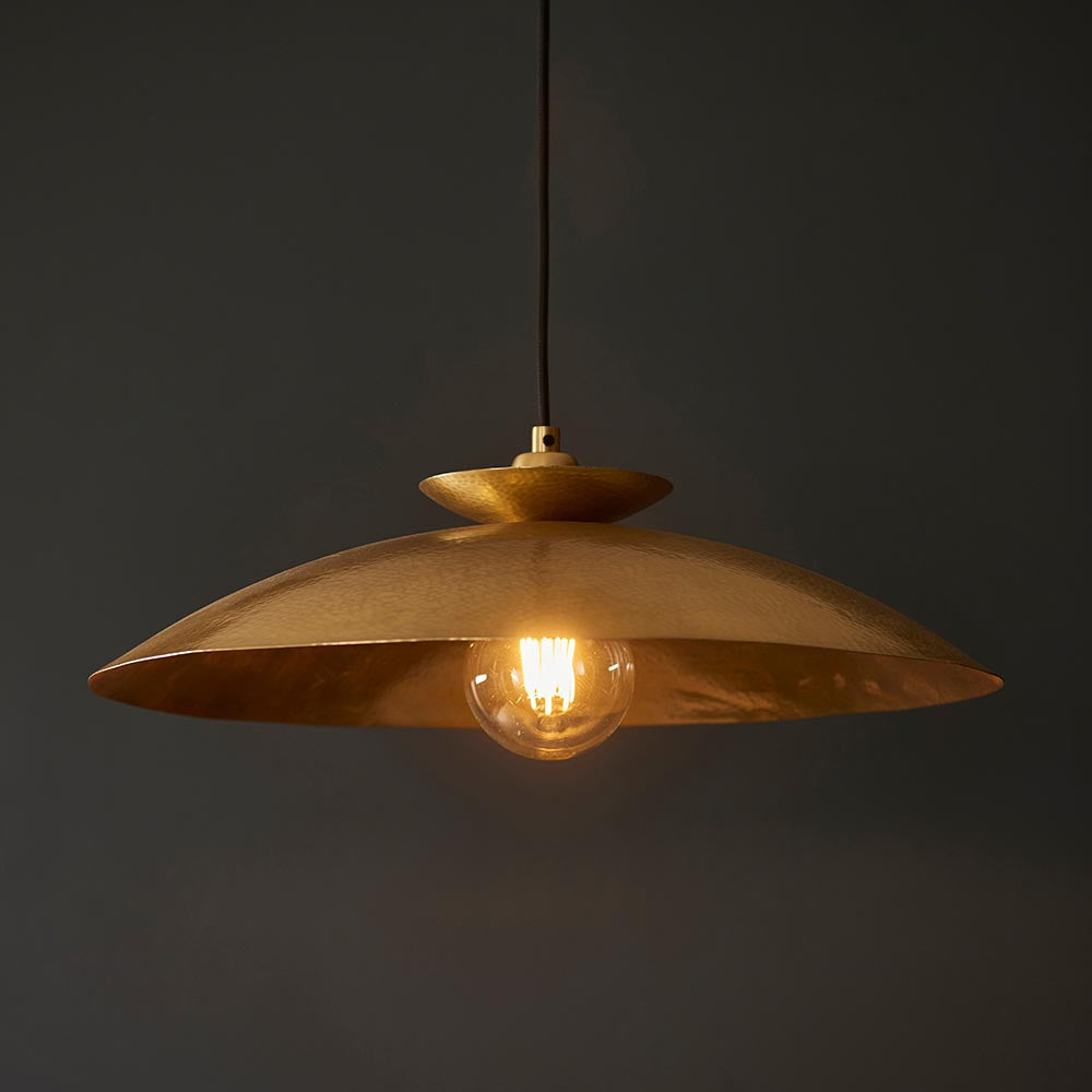 Pyleford Hammered Disc Pendant - Brass