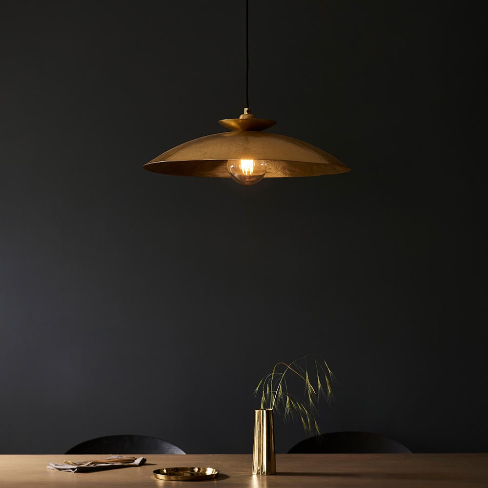 Pyleford Hammered Disc Pendant - Brass