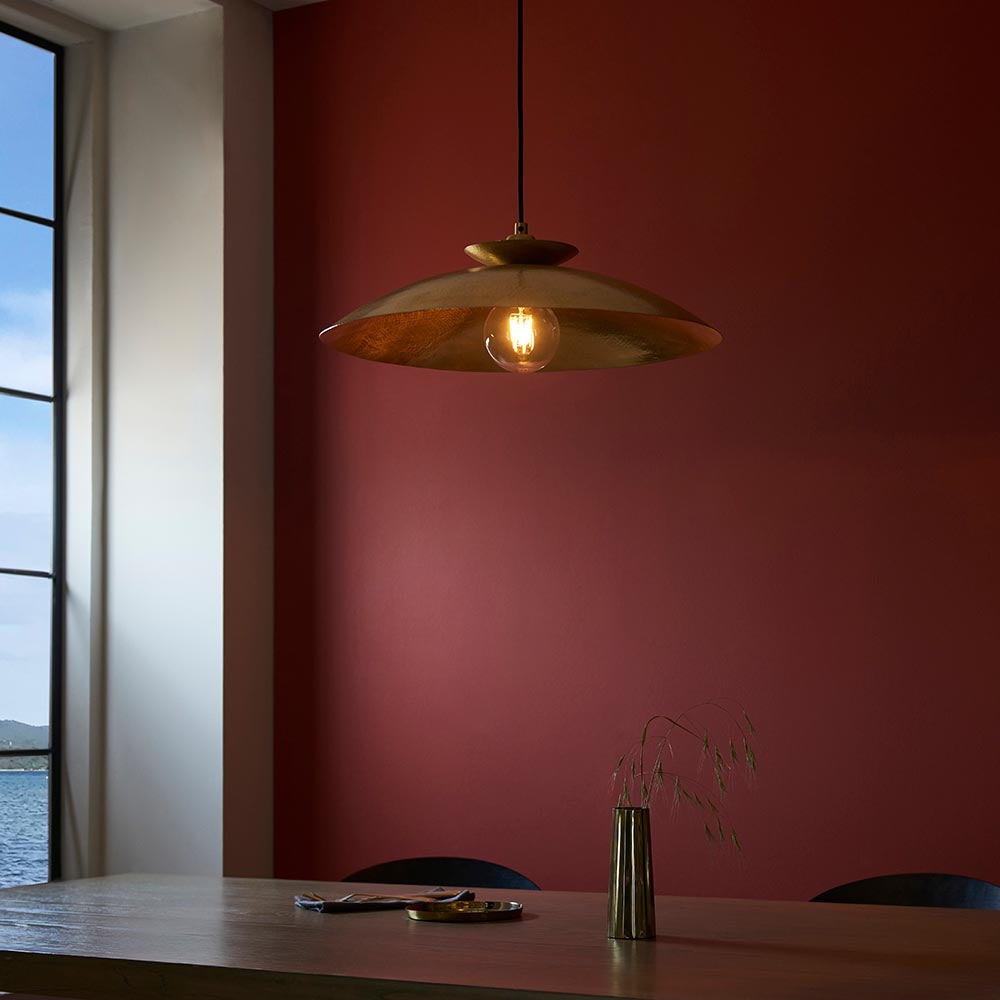 Pyleford Hammered Disc Pendant - Brass