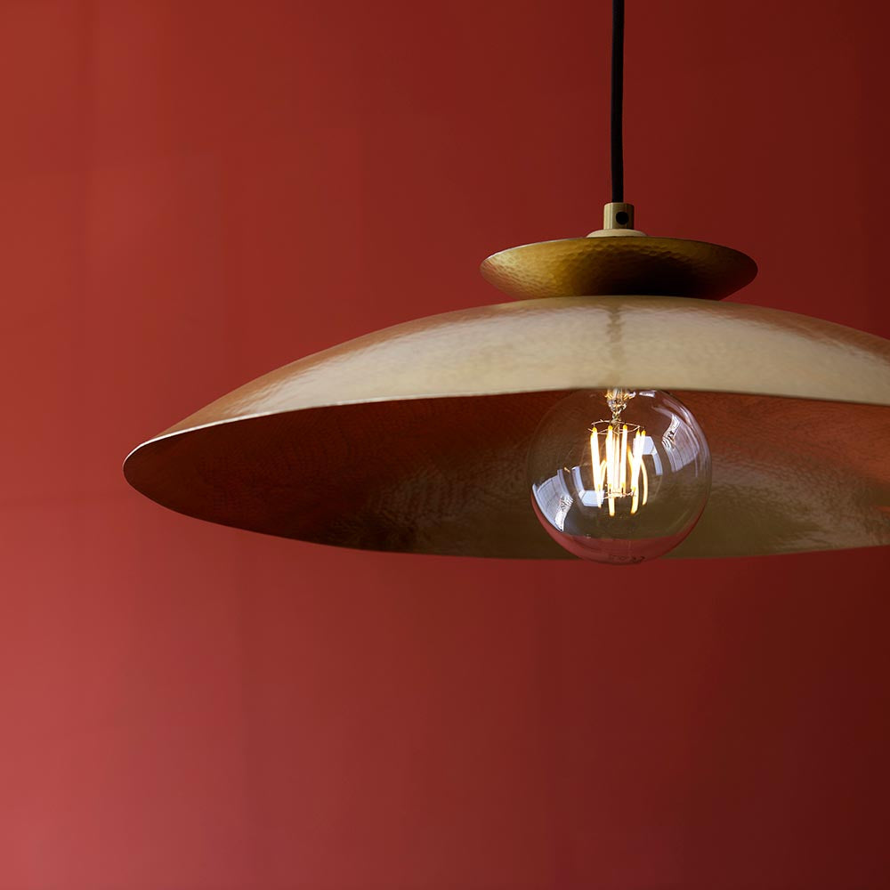 Pyleford Hammered Disc Pendant - Brass